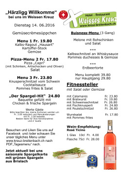 Tagesmenu - Hotel - Restaurant Weisses Kreuz, Breitenbach