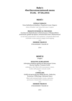 Ruby`s #berlinrestaurantweek menu 01.06. - 07.06 - rubys