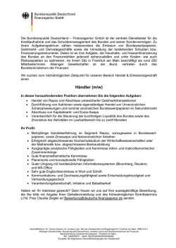 H&auml;ndler (m/w) - Bundesrepublik Deutschland Finanzagentur GmbH