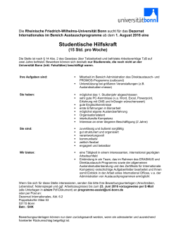 Studentische Hilfskraft, Direktaustausch PROMOS, Universität Bonn