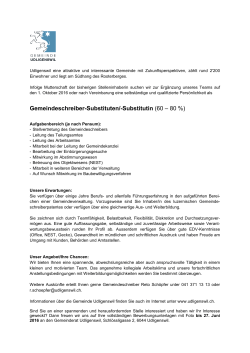 Gemeindeschreiber-Substituten/-Substitutin (60 – 80 %)