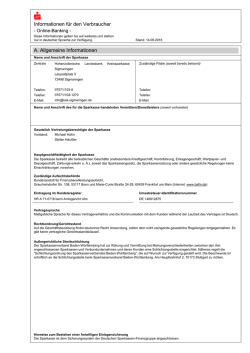 Informationen f&uuml;r den Verbraucher A. Allgemeine Informationen
