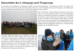 Klassenfahrt des Jahrgang 6 nach Wangerooge
