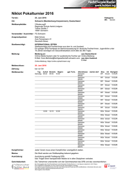 Niklot Pokalturnier 2016 - Deutscher Fechter-Bund
