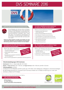 DVS Seminare 2016 - DVS Deutscher Versicherungs