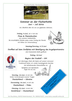 Info Juni &ndash; Juli 2016 - Fischerh&uuml;tte Niederbexbach