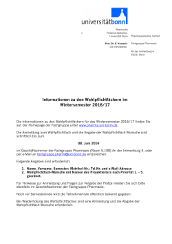 Informationen zu den Wahlpflichtf&auml;chern im Wintersemester 2016/17