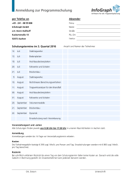 Schulungstermine 3. Quartal 2016