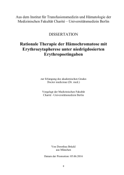 Rationale Therapie der Hämochromatose mit Erythrozytapherese