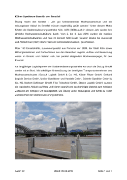 09.06.2016 Seite 1 von 1 Kölner Spediteure üben für den Ernstfall