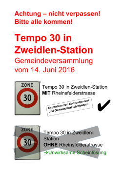 Tempo 30 in Zweidlen-Station - Interessengemeinschaft Zweidlen