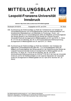 mitteilungsblatt - Universität Innsbruck