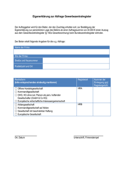 Eigenerkl&auml;rung zur Abfrage Gewerbezentralregister