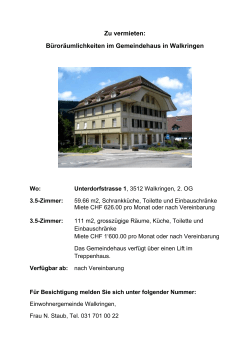 Zu vermieten: Büroräumlichkeiten im Gemeindehaus in Walkringen
