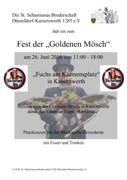 Fest der &bdquo;Goldenen M&ouml;sch&ldquo; - Bruderschaft Kaiserswerth