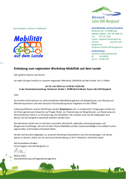 Einladung zum regionalen Workshop Mobilität auf - Lahn-Dill