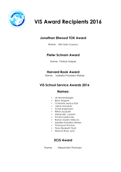 VIS Award Recipients 2016 Jonathan Ellwood TOK Award