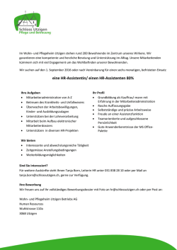 eine HR-Assistentin/ einen HR-Assistenten 80%