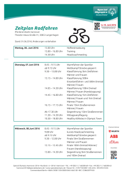 Zeitplan Radfahren - Special Olympics Deutschland