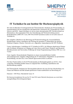 IT Techniker/in am Institut für Hochenergiephysik