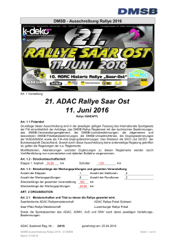 21. ADAC Rallye Saar Ost 11. Juni 2016
