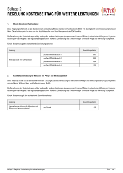 Regelung Kostenbeitrag für weitere Leistungen