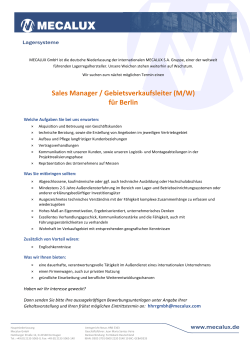 Sales Manager / Gebietsverkaufsleiter (M/W) für Berlin