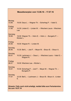 Messdienerplan vom 13