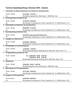 2016 SGP Termine Aachen