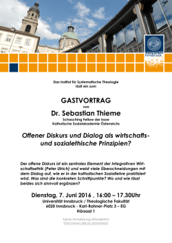 Informationen zum Gastvortrag