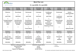 Menü Plan vom 13. Juni 2016