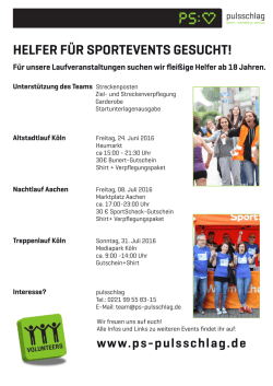 HELFER F&Uuml;R SPORTEVENTS GESUCHT!