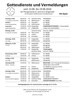 Gottesdienste und Vermeldungen