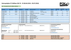 Heimspielplan KW 23-26 2016