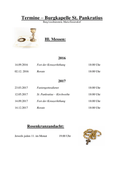 Hl. Messen und Rosenkranzgebete 2016 und 2017