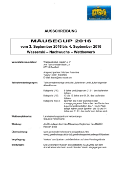 Mäusecup Ausschreibung 2016