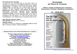 Kirchenblatt der Pfarrei Hl. Pirminius 12. – 26.06.2016