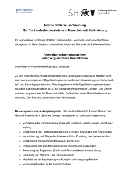 Interne Stellenausschreibung Nur f&uuml;r Landesbedienstete und