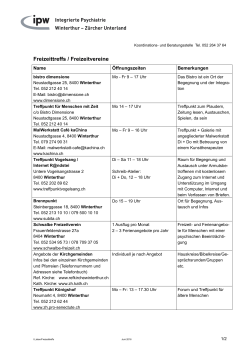 Freizeittreffs / Freizeitvereine - Integrierte Psychiatrie Winterthur