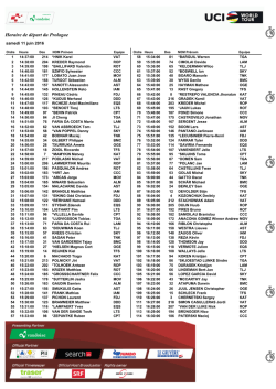Horaire de d&eacute;part du Prologue