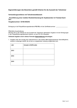 Eigenerkl&auml;rungen des Bewerbers gem&auml;&szlig; Kriterien f&uuml;r die Auswahl
