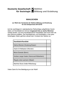 Wahlschein - Sektion „Bildung und Erziehung“
