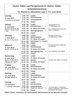 Gottesdienstplan