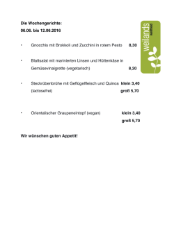 Die Wochengerichte - weilands wellfood