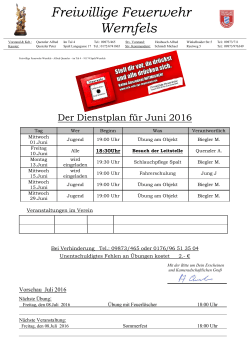 Dienstplan Juni 2016 - Freiwilige Feuerwehr Wernfels