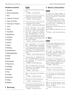 Inhaltsverzeichnis 1 Beratung 2 B&uuml;cher/Zeitschriften 3 B&uuml;ro