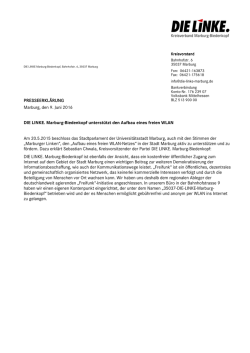 PRESSEERKLÄRUNG PRESSEERKLÄRUNG Marburg, den 9. Juni