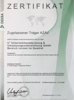 Page 1 zERT 1 F I KAT Zugelassener Träger AzAV DEKRA