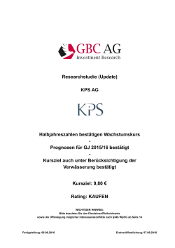 Researchstudie (Update) KPS AG Halbjahreszahlen bestätigen