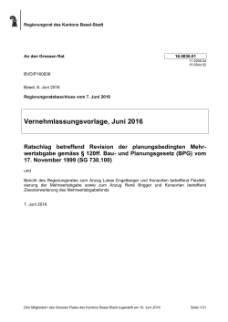 Vernehmlassungsvorlage - Regierungsrat des Kantons Basel